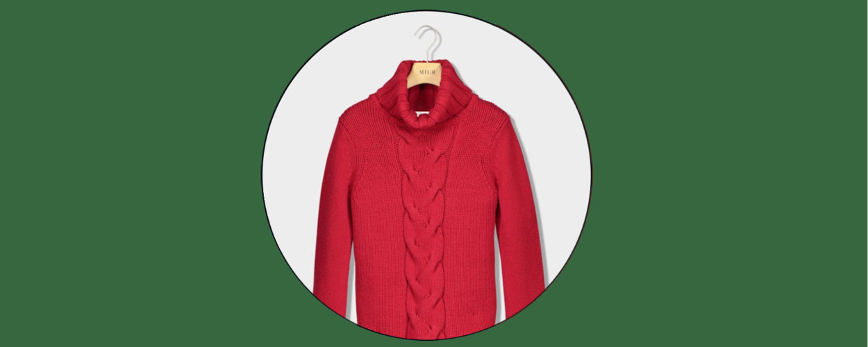 Tür 2: Dicker Zopfstrickpullover aus 100 % Cashmere